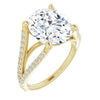 10K Yellow Gold Customizable Cathedral-raised Oval Cut Center with Exquisite Accented Split-band