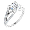 10K White Gold Customizable Cathedral-raised Oval Cut Center with Exquisite Accented Split-band
