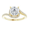 Cubic Zirconia Engagement Ring- The Essence (Customizable Artisan Cushion Cut Design with Thin, Accented Bypass Band)