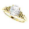 Cubic Zirconia Engagement Ring- The Lark (Customizable 7-stone Oval Cut Design with Vertical Round-Channel Accents)
