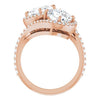Cubic Zirconia Engagement Ring- The Anushka (Customizable Double Cushion Cut 2-Stone Style Enhanced with Accented Artisan Bypass Band)