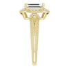 Cubic Zirconia Engagement Ring- The Ashton (Customizable Vintage Emerald Cut Design with Beaded Milgrain and Starburst Semi-Halo)