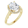 10K Yellow Gold Customizable Cathedral-Halo Oval Cut Style featuring Sculptural Trellis