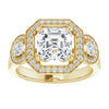 Cubic Zirconia Engagement Ring- The Carina Mixe (Customizable 3x Halo-Enhanced 3-stone Style with Asscher Cut Center and Round Cut Accents)