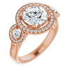 Cubic Zirconia Engagement Ring- The Carina Mixe (Customizable 3x Halo-Enhanced 3-stone Style with Round Cut Center and Round Cut Accents)