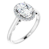 Cubic Zirconia Engagement Ring- The Honesty (Customizable Cathedral-Halo Oval Cut Style featuring Sculptural Trellis)