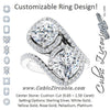 Cubic Zirconia Engagement Ring- The Anushka (Customizable Double Cushion Cut 2-Stone Style Enhanced with Accented Artisan Bypass Band)