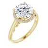 18K Yellow Gold Customizable Cathedral-Halo Round Cut Style featuring Sculptural Trellis