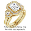 Cubic Zirconia Engagement Ring- The Carina Mixe (Customizable 3x Halo-Enhanced 3-stone Style with Emerald Cut Center and Round Cut Accents)