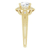 Cubic Zirconia Engagement Ring- The Ashton (Customizable Vintage Cushion Cut Design with Beaded Milgrain and Starburst Semi-Halo)