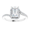 Cubic Zirconia Engagement Ring- The Essence (Customizable Artisan Emerald Cut Design with Thin, Accented Bypass Band)