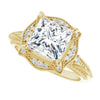 Cubic Zirconia Engagement Ring- The Ashton (Customizable Vintage Princess/Square Cut Design with Beaded Milgrain and Starburst Semi-Halo)