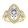 Cubic Zirconia Engagement Ring- The Carina Mixe (Customizable 3x Halo-Enhanced 3-stone Style with Marquise Cut Center and Round Cut Accents)