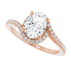 Cubic Zirconia Engagement Ring- The Essence (Customizable Artisan Oval Cut Design with Thin, Accented Bypass Band)