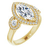 Cubic Zirconia Engagement Ring- The Carina Mixe (Customizable 3x Halo-Enhanced 3-stone Style with Marquise Cut Center and Round Cut Accents)