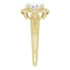 Cubic Zirconia Engagement Ring- The Ashton (Customizable Vintage Oval Cut Design with Beaded Milgrain and Starburst Semi-Halo)