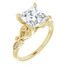10K Yellow Gold Customizable 7-stone Design with Princess/Square Cut Center Plus Sculptural Band and Filigree