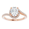 Cubic Zirconia Engagement Ring- The Essence (Customizable Artisan Oval Cut Design with Thin, Accented Bypass Band)