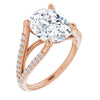 10K Rose Gold Customizable Cathedral-raised Oval Cut Center with Exquisite Accented Split-band