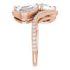 Cubic Zirconia Engagement Ring- The Anushka (Customizable Double Emerald Cut 2-Stone Style Enhanced with Accented Artisan Bypass Band)