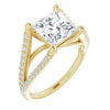 Cubic Zirconia Engagement Ring- The Addison (Customizable Cathedral-raised Princess/Square Cut Center with Exquisite Accented Split-band)