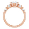 Cubic Zirconia Engagement Ring- The Astrid (Customizable Bezel-set Oval Cut Design with Quad Horizontal Band Sleeves of Baguette Accents)