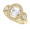 Cubic Zirconia Engagement Ring- The Carina Mixe (Customizable 3x Halo-Enhanced 3-stone Style with Oval Cut Center and Round Cut Accents)