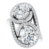 Cubic Zirconia Engagement Ring- The Anushka (Customizable Double Round Cut 2-Stone Style Enhanced with Accented Artisan Bypass Band)