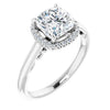 Cubic Zirconia Engagement Ring- The Honesty (Customizable Cathedral-Halo Cushion Cut Style featuring Sculptural Trellis)