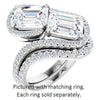 Cubic Zirconia Engagement Ring- The Anushka (Customizable Double Emerald Cut 2-Stone Style Enhanced with Accented Artisan Bypass Band)