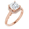 Cubic Zirconia Engagement Ring- The Honesty (Customizable Cathedral-Halo Asscher Cut Style featuring Sculptural Trellis)