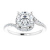 Cubic Zirconia Engagement Ring- The Essence (Customizable Artisan Cushion Cut Design with Thin, Accented Bypass Band)