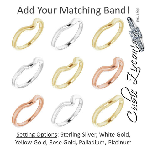 Cubic Zirconia Matching Band, Contour Band (Without Stones)
