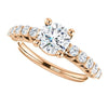 A CZ Wedding Set, Style 03-98 feat The Pamela engagement ring (Customizable with Round Bar Setting)