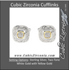 **Men's Cufflinks- 0.14 TCW 21-stone Two-tone with Hand-Engraving