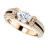 CZ Wedding Set, featuring The Scarlett engagement ring (Oval Cut with Prong-Accented Bar Basket and Split Pavé Band)