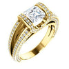 CZ Wedding Set, featuring The Scarlett engagement ring (Asscher Cut with Prong-Accented Bar Basket and Split Pavé Band)