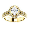 CZ Wedding Set, featuring The Mia Sofia engagement ring (Customizable Cathedral-Halo Oval Cut Style with Wide Split-Pavé Band)