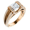 CZ Wedding Set, featuring The Scarlett engagement ring (Asscher Cut with Prong-Accented Bar Basket and Split Pavé Band)