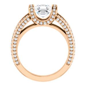 CZ Wedding Set, featuring The Scarlett engagement ring (Asscher Cut with Prong-Accented Bar Basket and Split Pavé Band)