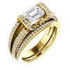 CZ Wedding Set, featuring The Scarlett engagement ring (Emerald Cut with Prong-Accented Bar Basket and Split Pavé Band)