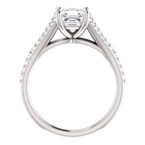 Cubic Zirconia Engagement Ring- The Mailynne (Customizable Asscher Cut Style with Split-Pavé Band)