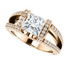 CZ Wedding Set, featuring The Scarlett engagement ring (Princess Cut with Prong-Accented Bar Basket and Split Pavé Band)