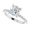 *Clearance* Cubic Zirconia Engagement Ring- The Geraldine Lea (1.50 Carat Cushion Cut with Delicate Pavé Band in 18K White Gold)