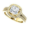 CZ Wedding Set, featuring The Mia Sofia engagement ring (Customizable Cathedral-Halo Princess Cut Style with Wide Split-Pavé Band)