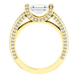 CZ Wedding Set, featuring The Scarlett engagement ring (Radiant Cut with Prong-Accented Bar Basket and Split Pavé Band)