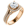 CZ Wedding Set, featuring The Mia Sofia engagement ring (Customizable Cathedral-Halo Asscher Cut Style with Wide Split-Pavé Band)