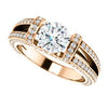 CZ Wedding Set, featuring The Scarlett engagement ring (Round Cut with Prong-Accented Bar Basket and Split Pavé Band)