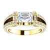 CZ Wedding Set, featuring The Scarlett engagement ring (Radiant Cut with Prong-Accented Bar Basket and Split Pavé Band)