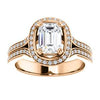 CZ Wedding Set, featuring The Mia Sofia engagement ring (Customizable Cathedral-Halo Emerald Cut Style with Wide Split-Pavé Band)